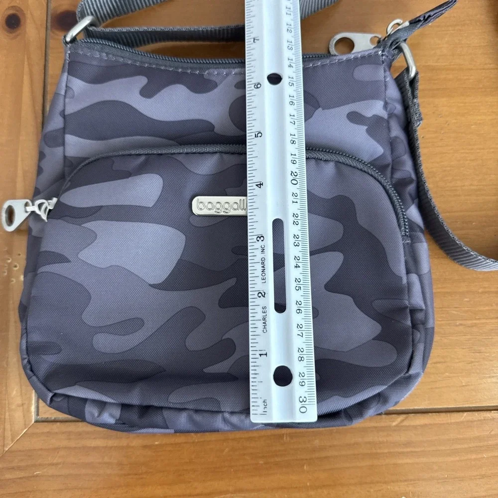 Baggallini Joey Bagg Dark Grey Camo Lightweight Water-Resistant Nylon Crossbody